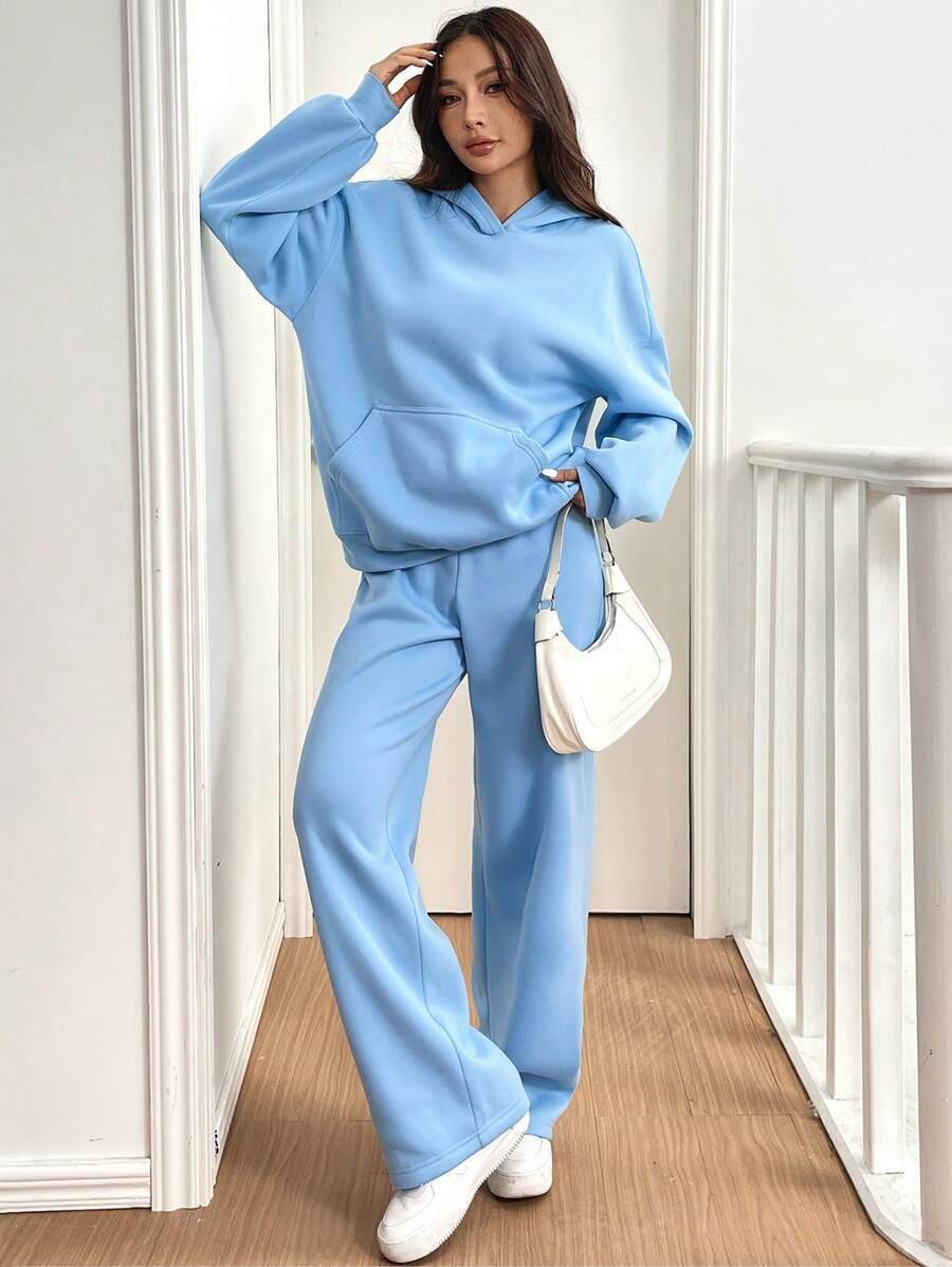 Womens Casual Warm Hooded Top And Pants Set - Sculptify™