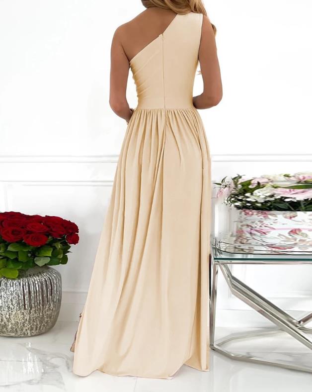 Women's One Shoulder High Split Cutout Sleeveless Elegant Sexy Cocktail Maxi Dress - Sculptify™