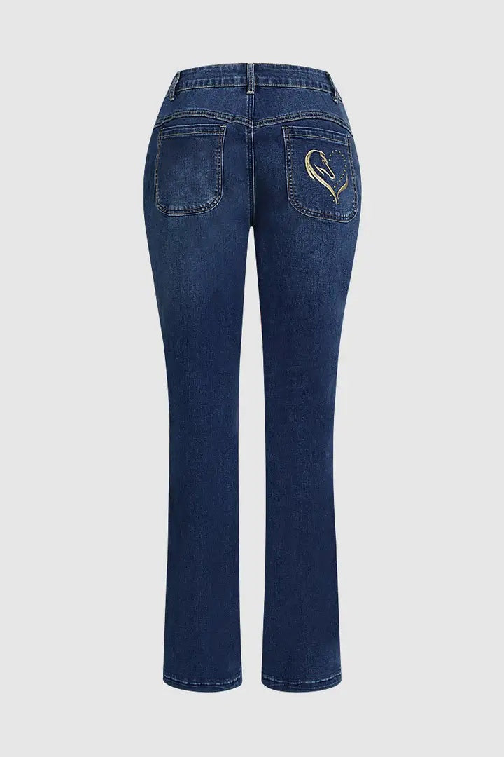 ChicFold Embroidered Denim Jeans