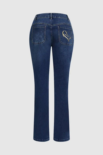 ChicFold Embroidered Denim Jeans