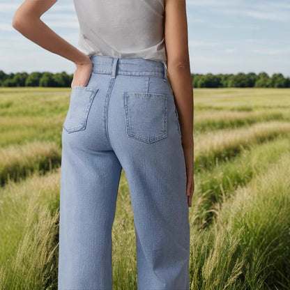 Stylish Curl Hem Beaded Jeans