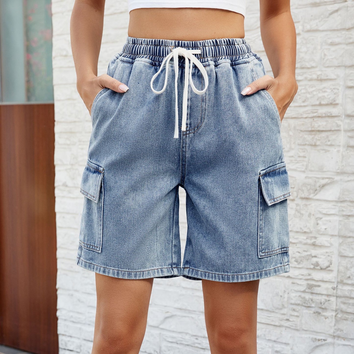 Trendy Washed Five-Point Jean Shorts