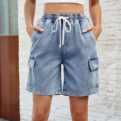 Trendy Washed Five-Point Jean Shorts
