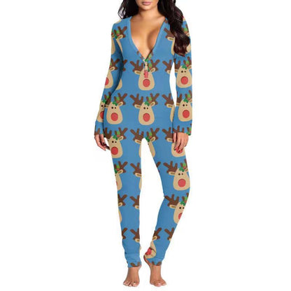 Printed Button Tight Jumpsuit For Women - Sculptify™