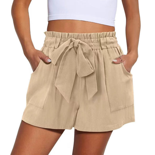 Trendy Knotted Waist Solid Shorts