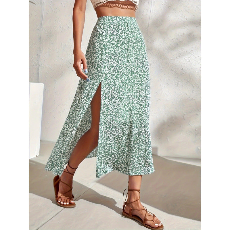 Women’s Chinese-Style Floral Split Skirt
