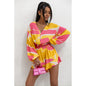 Printed V-neck Long Sleeve Jumpsuit - Sculptify™