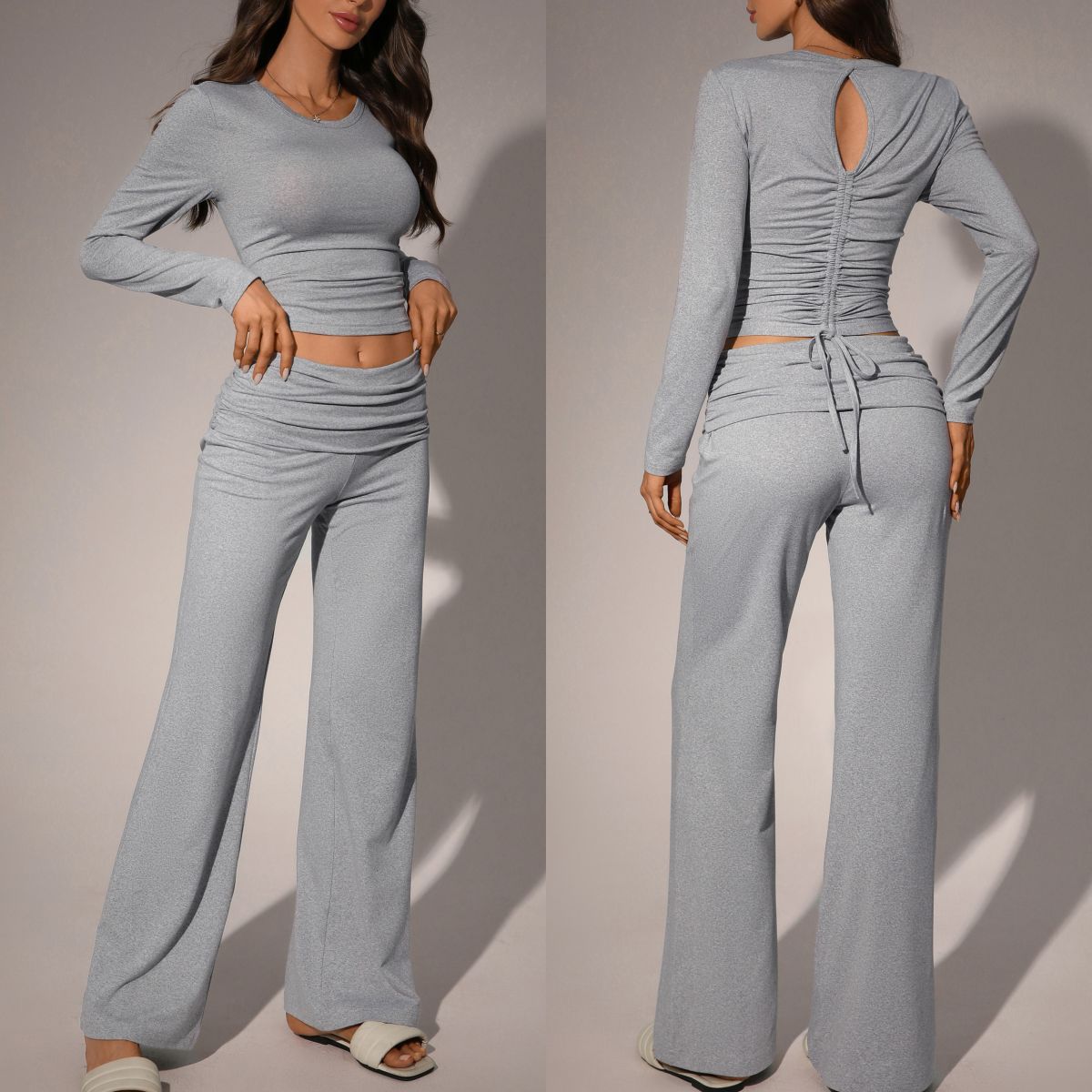 Womens Solid-Color Casual Fashion Top And Pants Set - Sculptify™