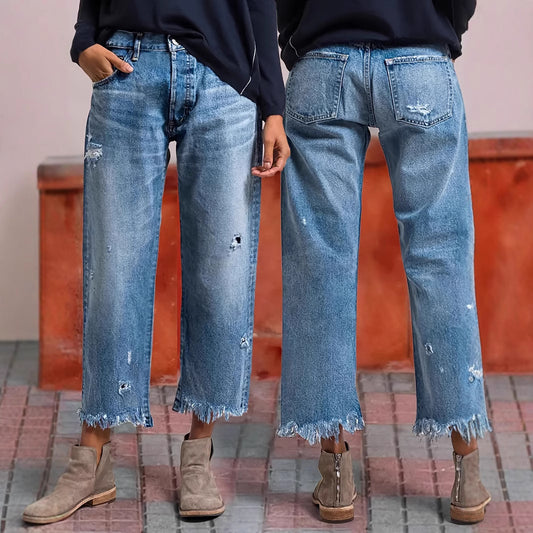 No-Stretch Ripped Street Jeans