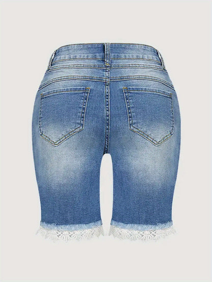 Stylish Light Blue Plus Size Denim Shorts