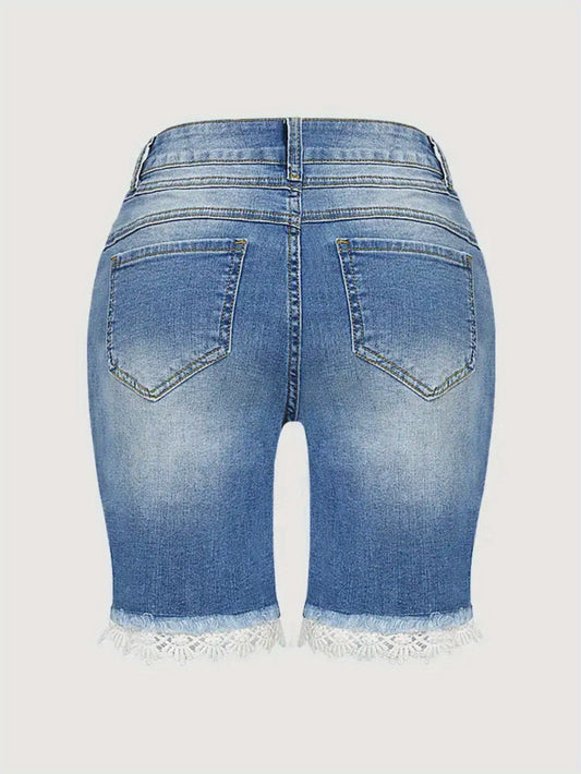 Stylish Light Blue Plus Size Denim Shorts