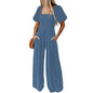 Women's Square Collar Short Sleeve Jumpsuit - Sculptify™