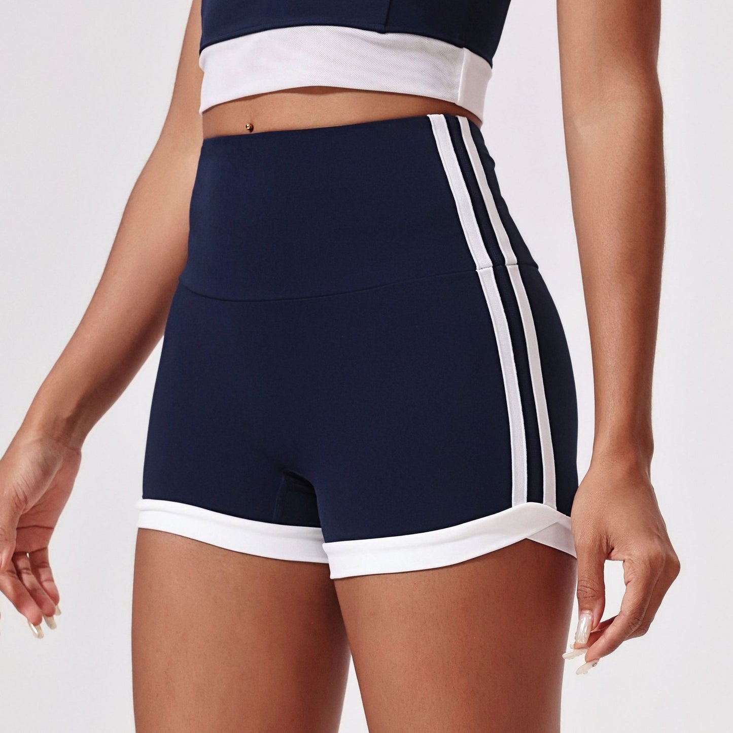 Trendy High-Waist Skinny Workout Shorts