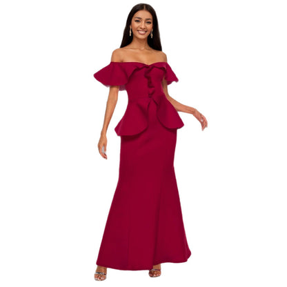 Strapless Ruffled Off-the-shoulder Dress Fishtail Dress - Sculptify™