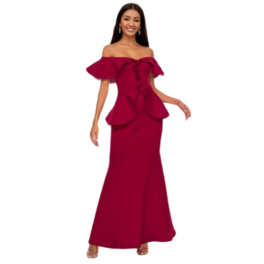 Strapless Ruffled Off-the-shoulder Dress Fishtail Dress - Sculptify™