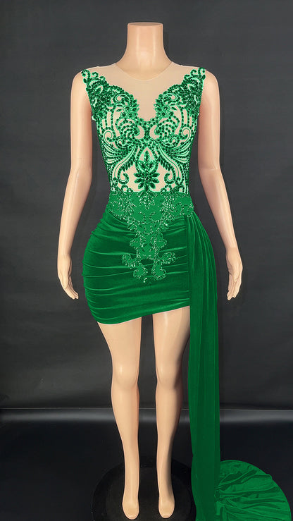 Summer Luxury Evening Dress Female Singer Stage Costume Senior Dress Side Trailing Skirt - Sculptify™