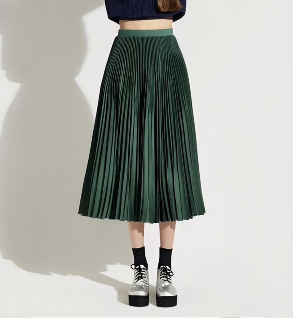 Classic Mid-Length Slim Pleated Skirt