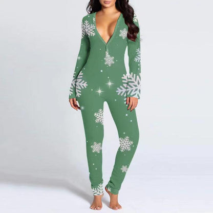 Printed Button Tight Jumpsuit For Women - Sculptify™