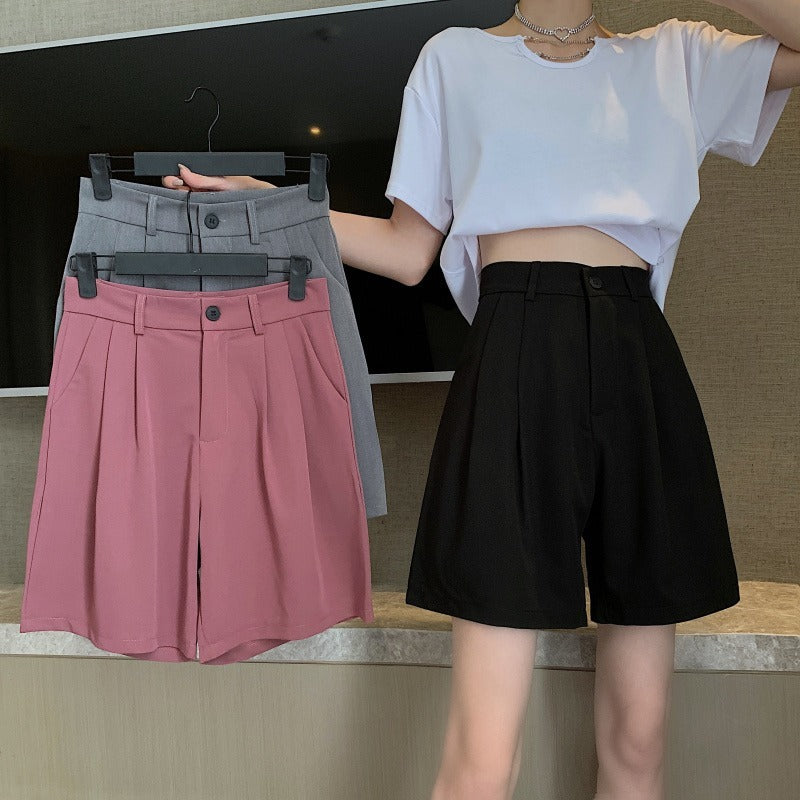 Relaxed Fit Straight-Leg Wide Shorts