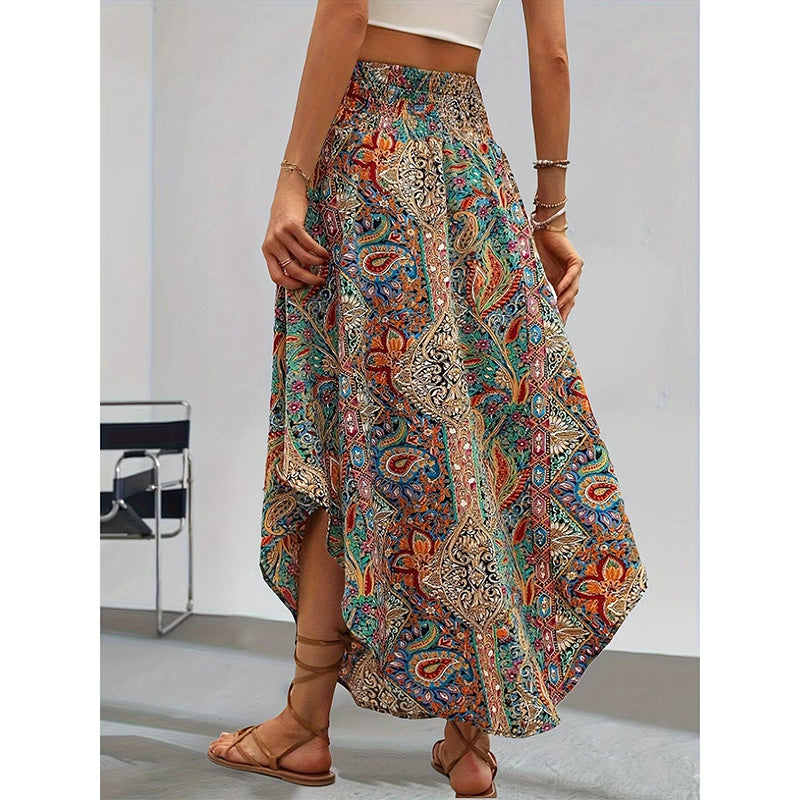 Casual Summer Floral Tie-Front Skirt