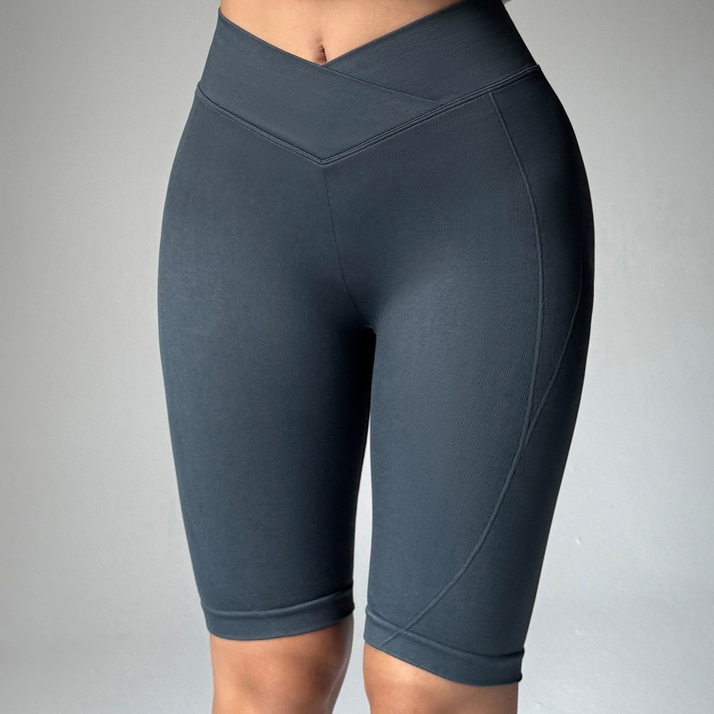 Slim Fit Cross Waist Peach Shorts