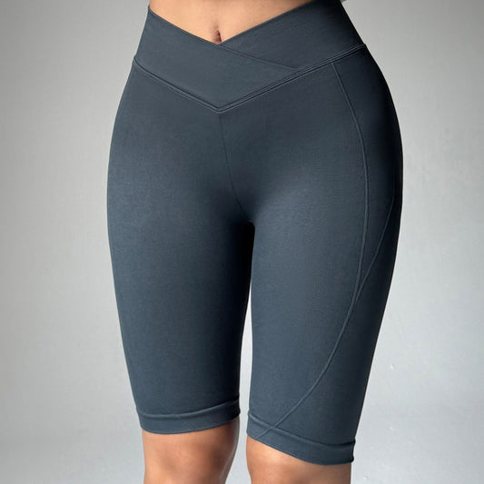 Slim Fit Cross Waist Peach Shorts