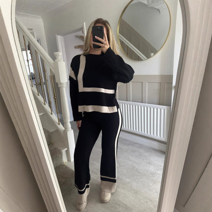 Crew-neck Sweater And Relaxed-fit Casual Pants Set  Sets Sculptify™