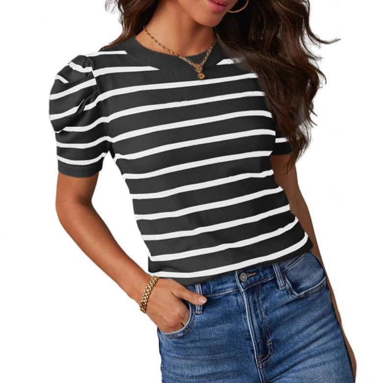 Womens Summer Casual Short-Sleeve Knitted Top  Short sleeve t-shirts Sculptify™