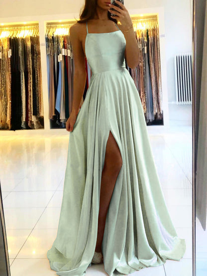 Amazon Long European And American Style Dress Slim Strap Back-to-back Dress High Slit Dance Host Dress - Sculptify™