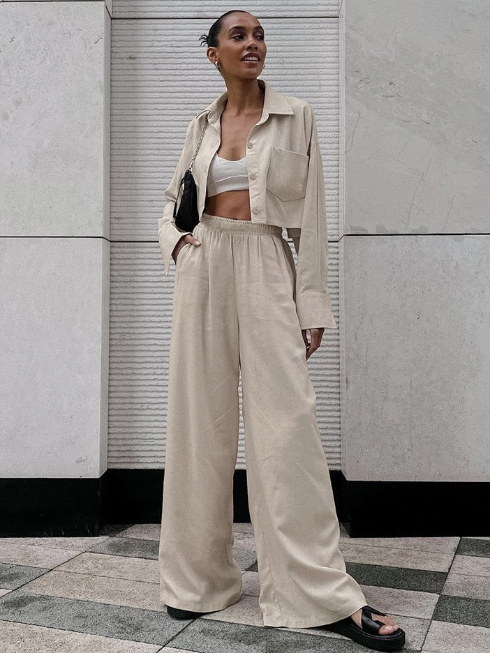 Womens Casual Fashion Shirt And Drawstring Pants Set - Sculptify™