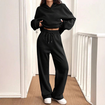Womens Casual Warm Hooded Top And Pants Set - Sculptify™