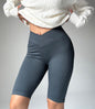 Slim Fit Cross Waist Peach Shorts