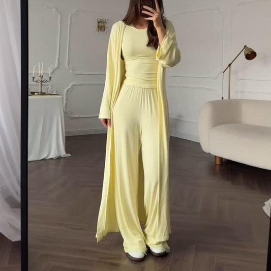 Everyday Wide-leg Pants And Tank Top Three-piece Set  Sets Sculptify™