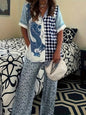 Casual Plant-patterned Short-sleeve Set - Sculptify™