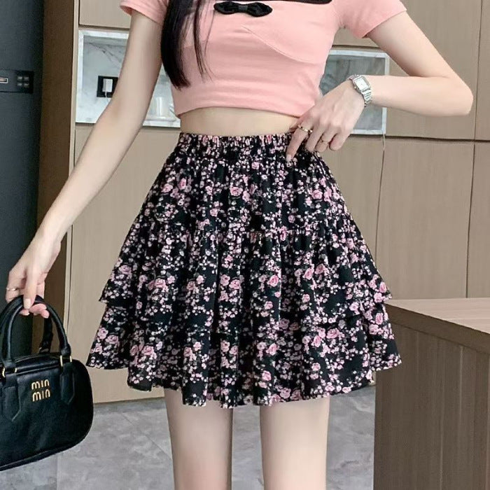 Classic A-Line Skirt with Cherry Print