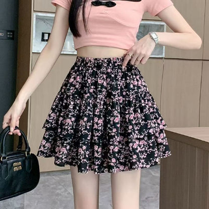 Classic A-Line Skirt with Cherry Print