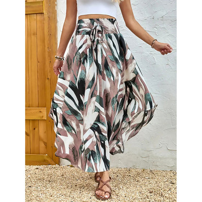 Casual Summer Floral Tie-Front Skirt