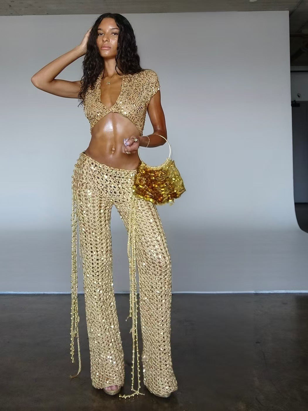 Sexy Cutout Sequin Set For Curvy Women - Sculptify™