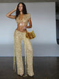 Sexy Cutout Sequin Set For Curvy Women - Sculptify™
