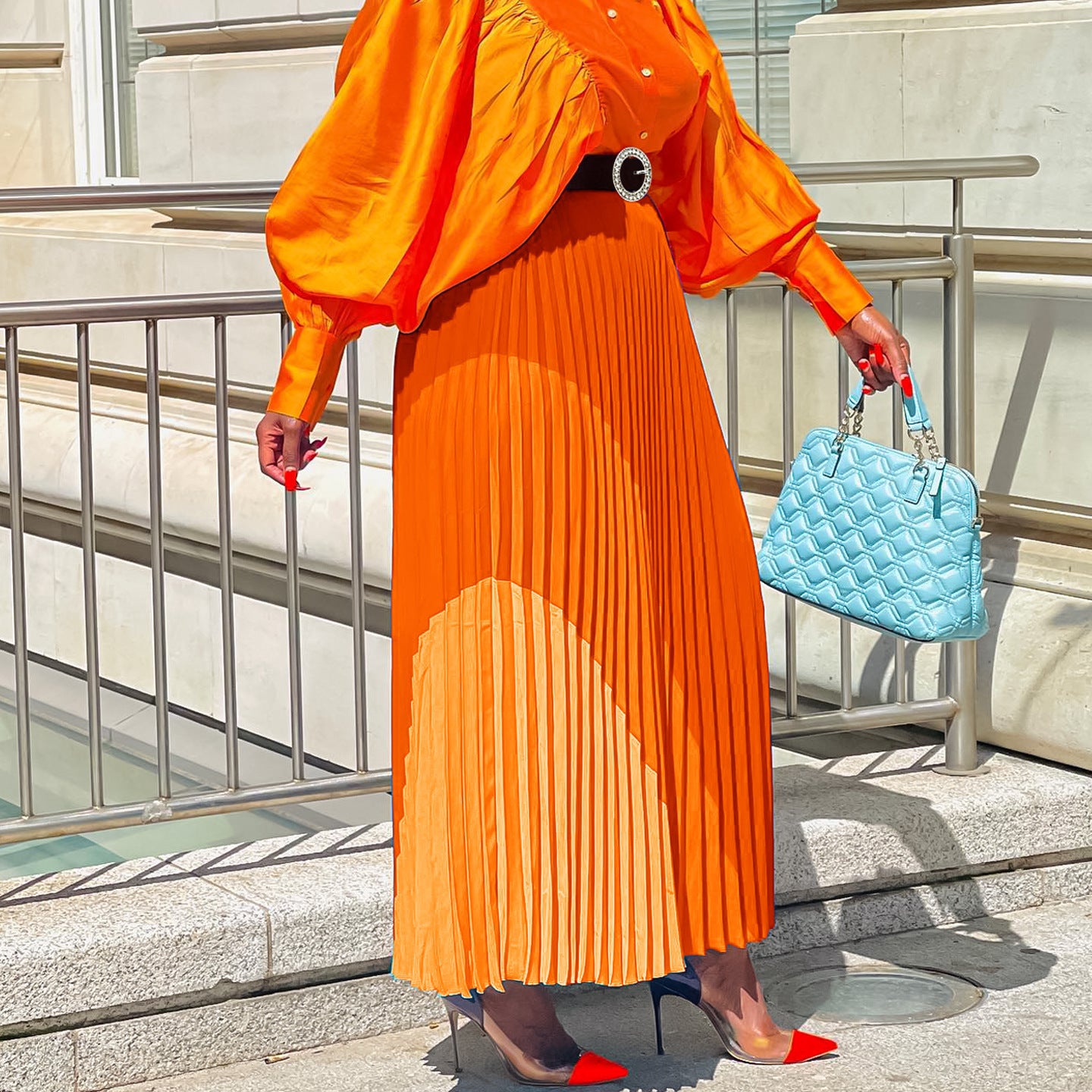 Modern Plus Size Pleated Midi Skirt
