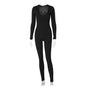 Solid Color Slim Fit Sports Long Sleeve Jumpsuit - Sculptify™