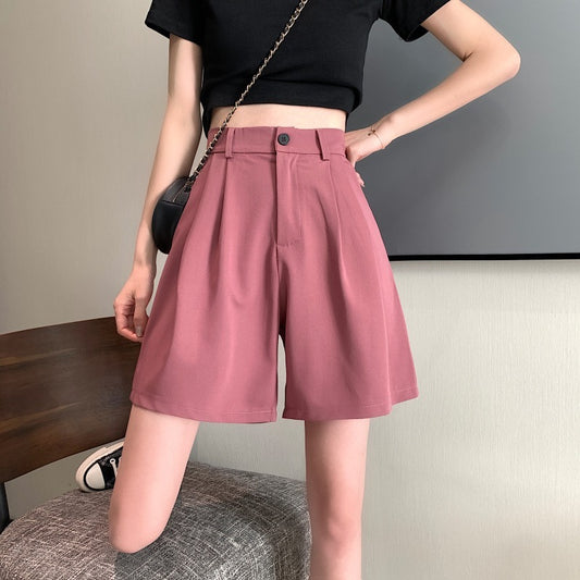 Relaxed Fit Straight-Leg Wide Shorts