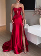 Tube Top Slit Red Extra Long Evening Dress - Sculptify™