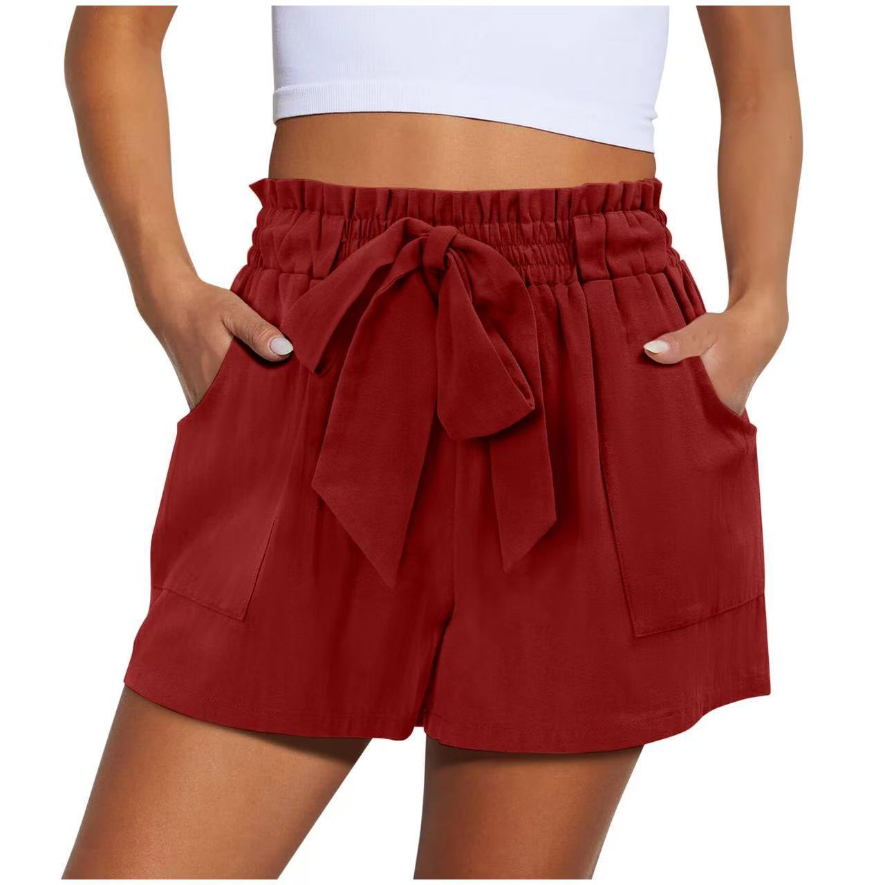 Trendy Knotted Waist Solid Shorts