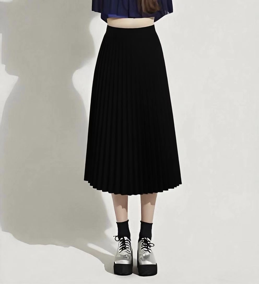 Classic Mid-Length Slim Pleated Skirt
