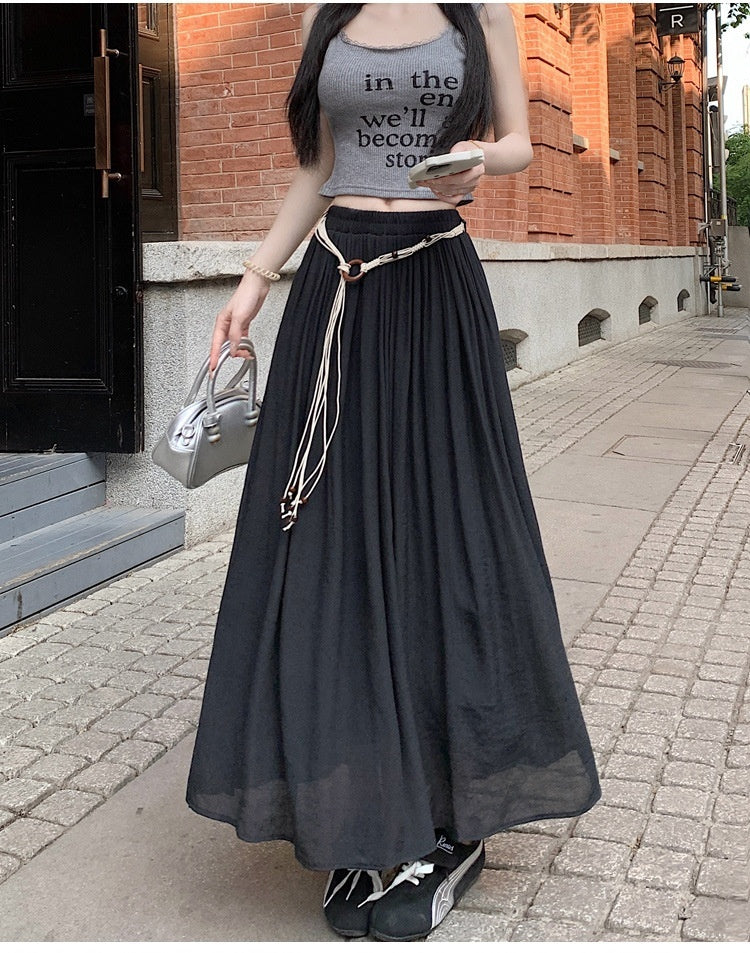 Timeless Vintage Pleated Belt Skirt