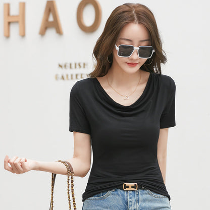 Women's Short-sleeved T-shirt With Pile Collar  Short sleeve t-shirts Sculptify™