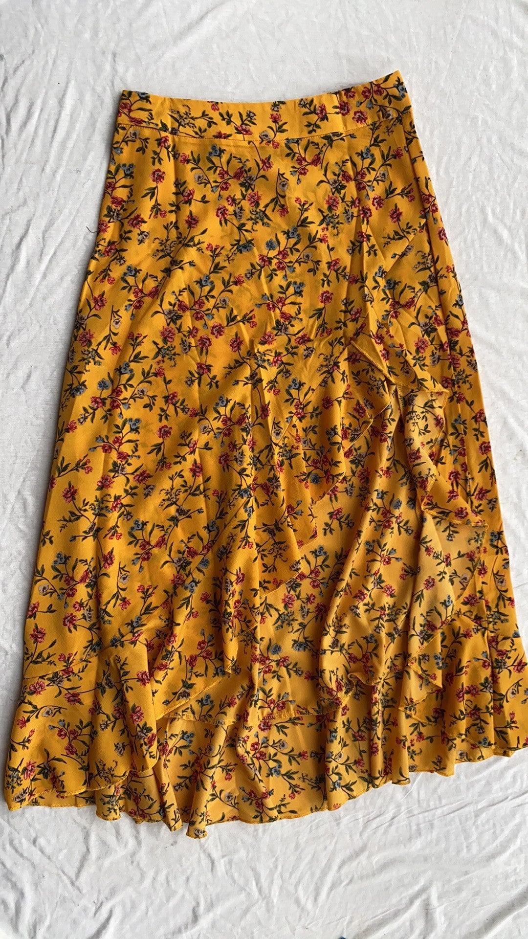 Stylish Ruffle & Side Slit Printed Skirt