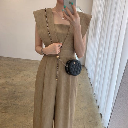 Women's Chiffon Retro Sleeveless Jumpsuit Wide Leg Pants - Sculptify™