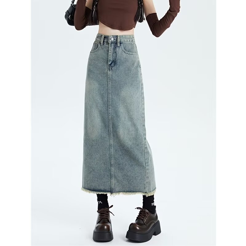 Chic Retro Tassel Denim Skirt